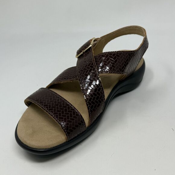 SAS Laguna Weave Henna Sandals Womens 10.5 W Wide Brown Croc Print Strappy - Picture 8 of 14